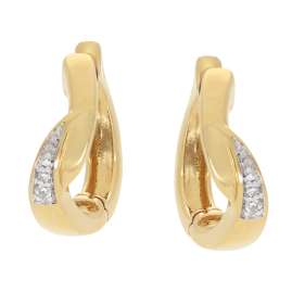GLIZZ GL1668 Damen-Ohrringe Gold 585/14K Klapp-Creolen mit Diamanten