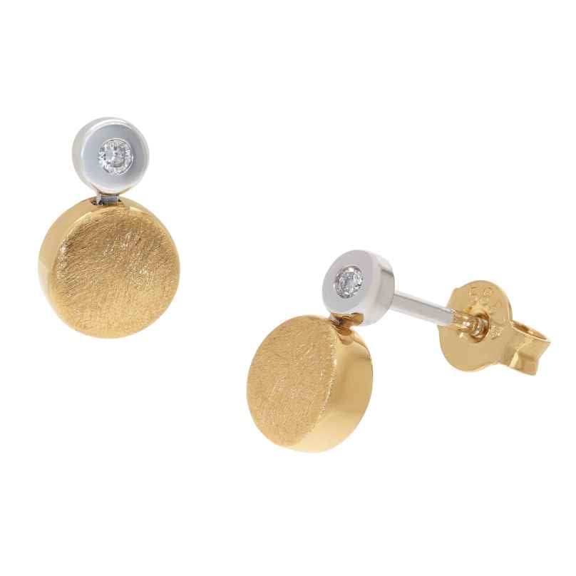 GLIZZ GL1683 Women's Stud Earrings 14K Gold 585 with Diamonds 4262551216835