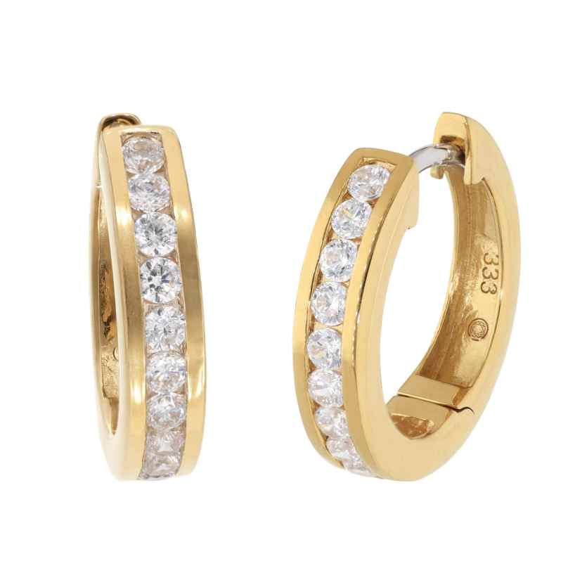 GLIZZ GL1684 Damen-Ohrringe Klapp-Creolen Gold 333 / 8K mit Zirkonia 4262551216842