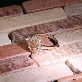 GLIZZ GL1137-09 Damenring Gelbgold 375/9K mit Rosa Morganit und Zirkonia