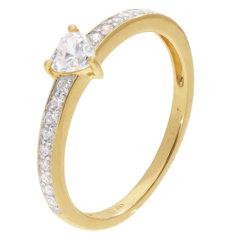 GLIZZ GL1189 Women's Engagement Ring Gold 333/8ct with Cubic Zirconia Heart