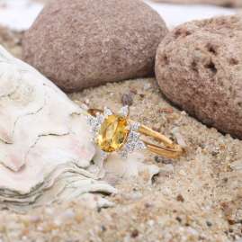 GLIZZ GL1286 Ring für Damen 333 Gold mit Beryll und Lab-Grown Diamanten