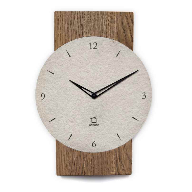 Natuhr 18NU1-10-3 Funk-Wanduhr Großglockner Massivholz Eiche Sandstein 4260432851908