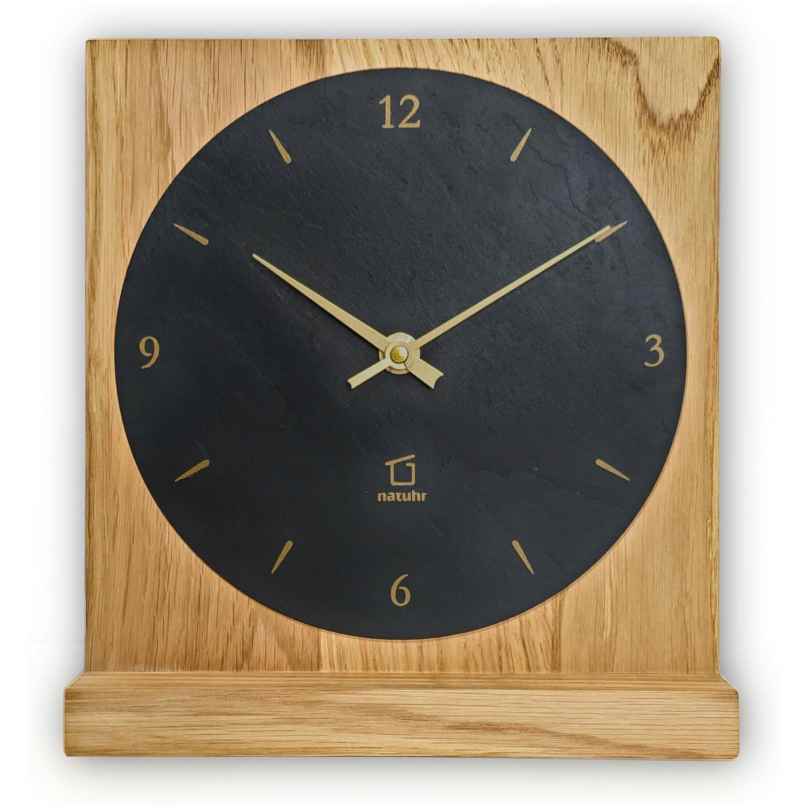 Natuhr 25NU2-10-2 Tisch-Funkuhr Ortler Eiche Geölt Und Schiefer 4260432851953