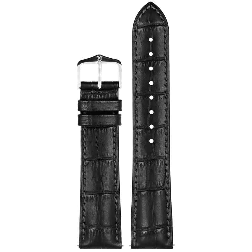 Hirsch 01028050-2-22 Watch Strap Duke L 22 mm Leather Black 0050513003760