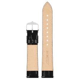 Hirsch 12302850-1-20 Leather Strap for Watches Crocograin M 20 mm Black