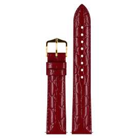 Hirsch 12302860-1-20 Uhren-Lederarmband Crocograin M 20 mm Weinrot