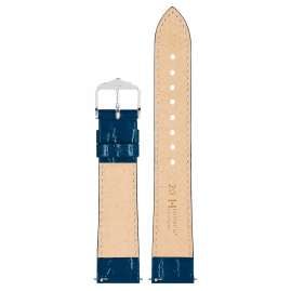 Hirsch 12302880-2-18 Watch Strap Crocograin M 18 mm Blue Leather