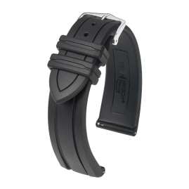 Hirsch 40458850-2-22 Uhren-Armband Hevea L 22 mm Kautschuk Schwarz