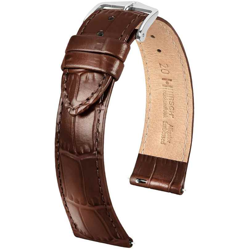 Hirsch 03427010-2-18 Uhren-Lederarmband Louisianalook L 18 mm Braun 0050513045777