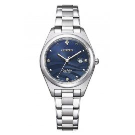 Citizen EW2600-83L Eco-Drive Damen-Armbanduhr Titan Perlmutt Blau