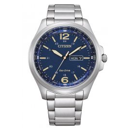 Citizen AW0110-82LE Eco-Drive Solar Men's Wristwatch Steel/Blue