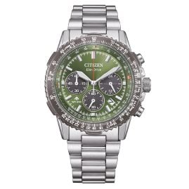 Citizen CA4664-60W Eco-Drive Herrenuhr Chronograph Stahl/Grün