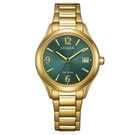 Citizen FE6122-64X Eco-Drive Damen-Solaruhr Goldfarben/Grün