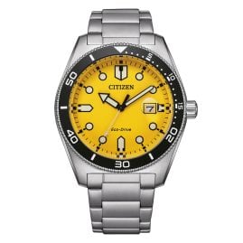Citizen AW1760-81Z Eco-Drive Men's Watch Solar Steel/Yellow