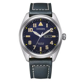 Citizen BM8560-45L Eco-Drive Men´s Wristwatch Titanium with Leather Strap Blue