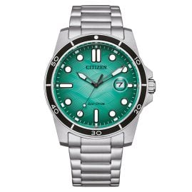 Citizen AW1816-89L Men's Watch Eco-Drive Solar Steel/Turquoise