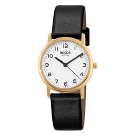 Boccia 3368-02 Ladies' Watch Titanium with Leather Strap Gold Tone