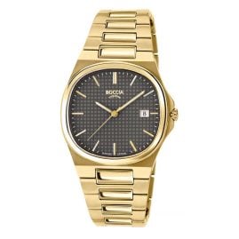 Boccia 3657-06 Men's Titanium Watch Sapphire Crystal Gold Tone/Brown