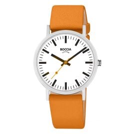 Boccia 3651-23 Men's Watch Titanium with Leather Strap Orange