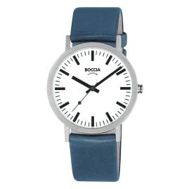 Boccia 3651-24 Men's Watch Titanium with Leather Strap Azure Blue