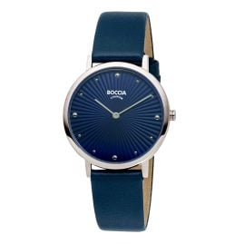 Boccia 3365-02 Women's Watch Titanium with Leather Strap Dark Blue