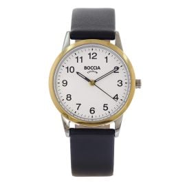 Boccia 3379-02 Women's Watch Quartz Titanium with Leather Strap Two Tone