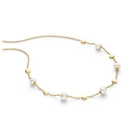 Boccia 08077-02 Damen-Kette Titan Goldfarben mit Perlen