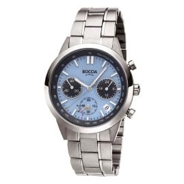 Boccia 3737-01 Herren-Solaruhr Chronograph Titan Hellblau