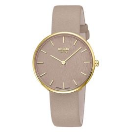 Boccia 3387-01 Women's Wristwatch Quartz Titanium Beige/Gold Tone