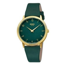 Boccia 3381-02 Damenuhr Quarz Titan Petrolgrün/Goldfarben
