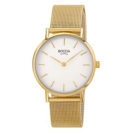 Boccia 3281-06 Damenarmbanduhr mit Milanaiseband Goldfarben
