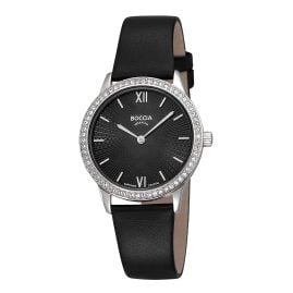 Boccia 3382-01 Women´s Watch Quartz Titanium with Leather Strap Black