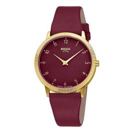 Boccia 3381-03 Quarzuhr für Damen Titan Bordeauxrot/Goldfarben