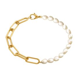 Boccia 03048-02 Damen-Armband Titan Goldfarben mit Perlen