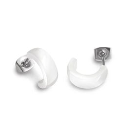 Boccia 0584-01 Women's Half Hoop Earrings Titanium White Ceramic