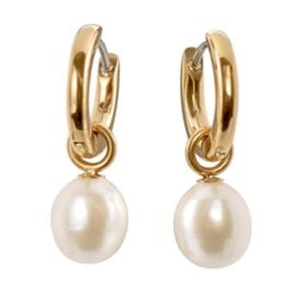 Boccia 05068-02 Ladies´ Hoop Earrings Titanium Gold-Tone with Pearl