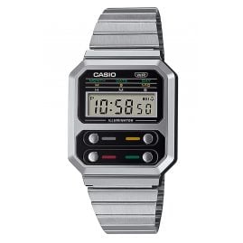 Casio A100WE-1AEF Vintage Edgy Wristwatch Silver Tone