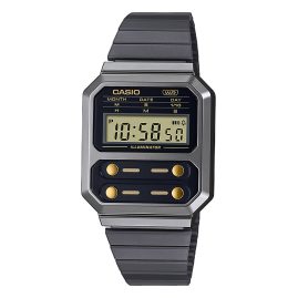 Casio A100WEGG-1A2EF Vintage Edgy Digital Watch Grey/Gold Tone