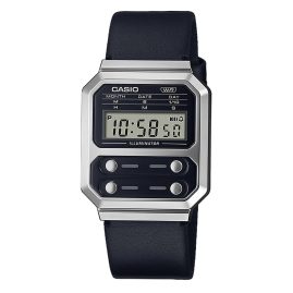Casio A100WEL-1AEF Vintage Edgy Wristwatch with Leather Strap