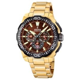 Festina F20727/3 Men's Wristwatch Chronograph Gold Tone/Brown