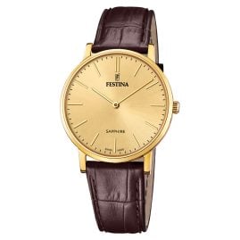 Festina F20016/2 Herrenuhr Braun/Goldfarben mit Lederband
