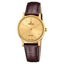 Festina F20017/2 Damenuhr Braun/Goldfarben mit Lederband