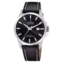 Festina F20025/4 Men's Watch with Leather Strap Black