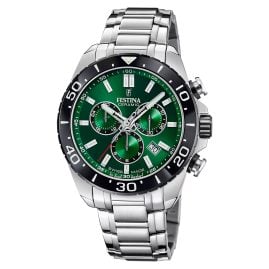 Festina F20042/3 Herren-Chronograph Stahl/Grün mit Saphirglas