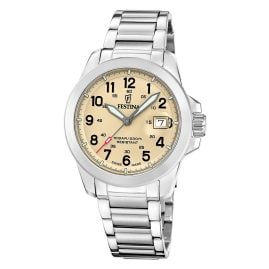 Festina F20081/1 Herrenuhr Quarz Stahl/Beige mit 3 Bändern