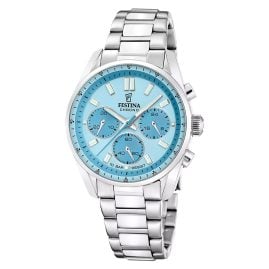 Festina F20753/2 Armbanduhr Unisex Boyfriend Chronograph Stahl/Azurblau