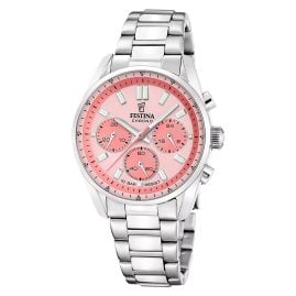 Festina F20753/4 Armbanduhr Boyfriend Chronograph Stahl/Lachsfarben