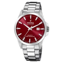 Festina F20024/7 Herren-Armbanduhr Stahl/Granatrot mit Saphirglas