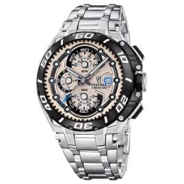 Festina F20754/2 Herrenuhr Chronograph Chrono Bike Stahl/Sandfarben